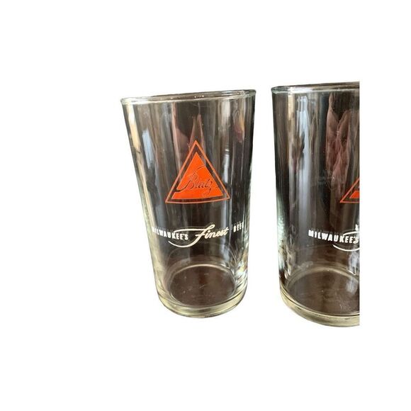 Vintage 1960s Blatz Beer Brown Glass Triangle Logo Set Lot of 6 Classic - Picture 10 of 11